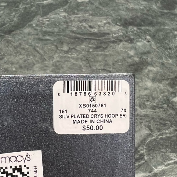 Essentials Genuine Crystal Silver Plated Hoop Earrings - Picture 6 of 7